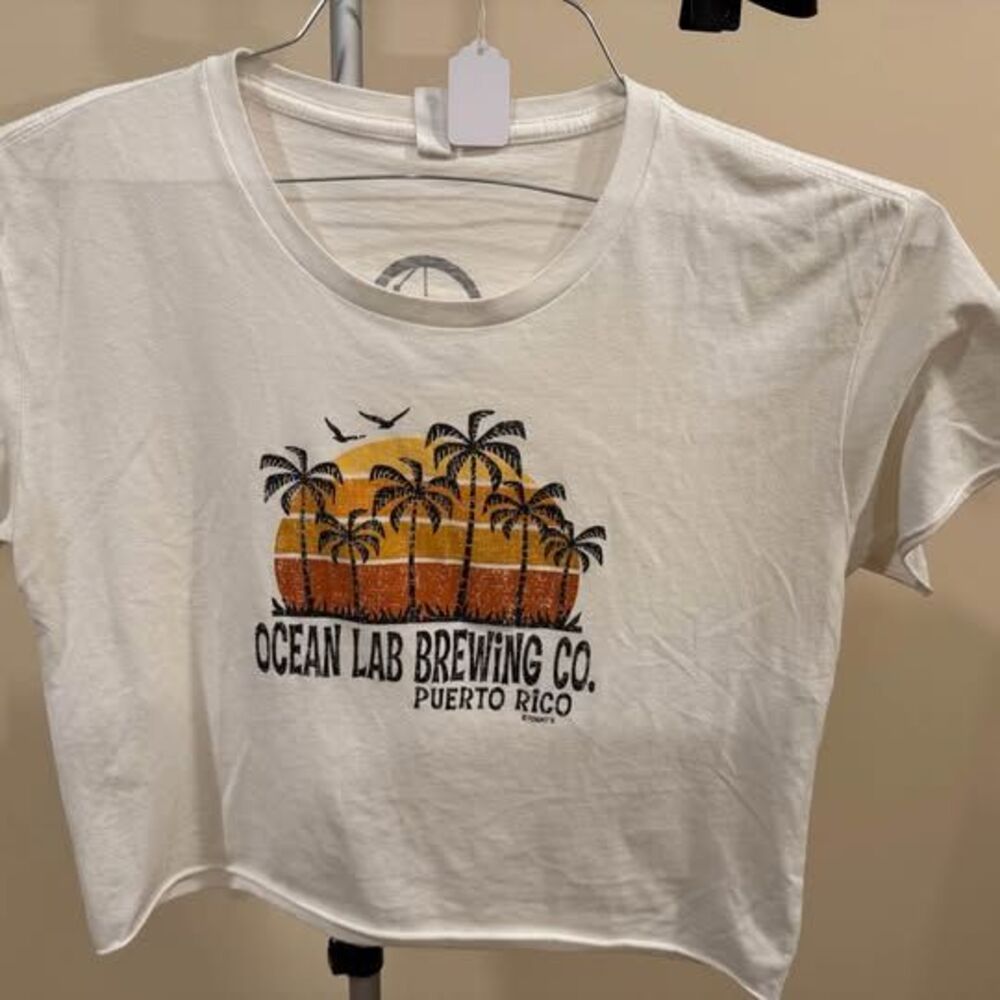 Next Level Apparel Ocean Lab Brewing Co. Puerto Rico Crop Top T-Shirt